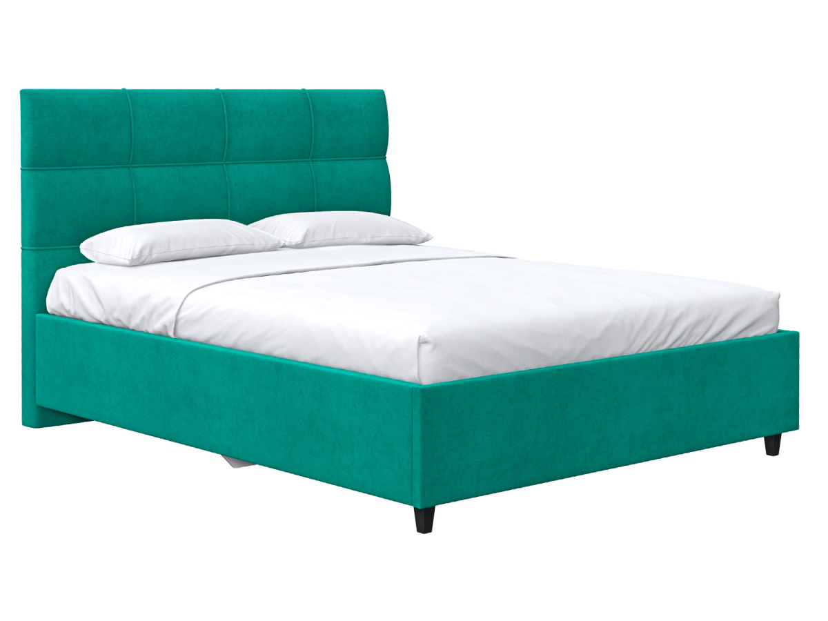 Кровать Первый Мебельный Флок Изумрудный велюр 140х200 см с подъемным механизмом 33600₽
