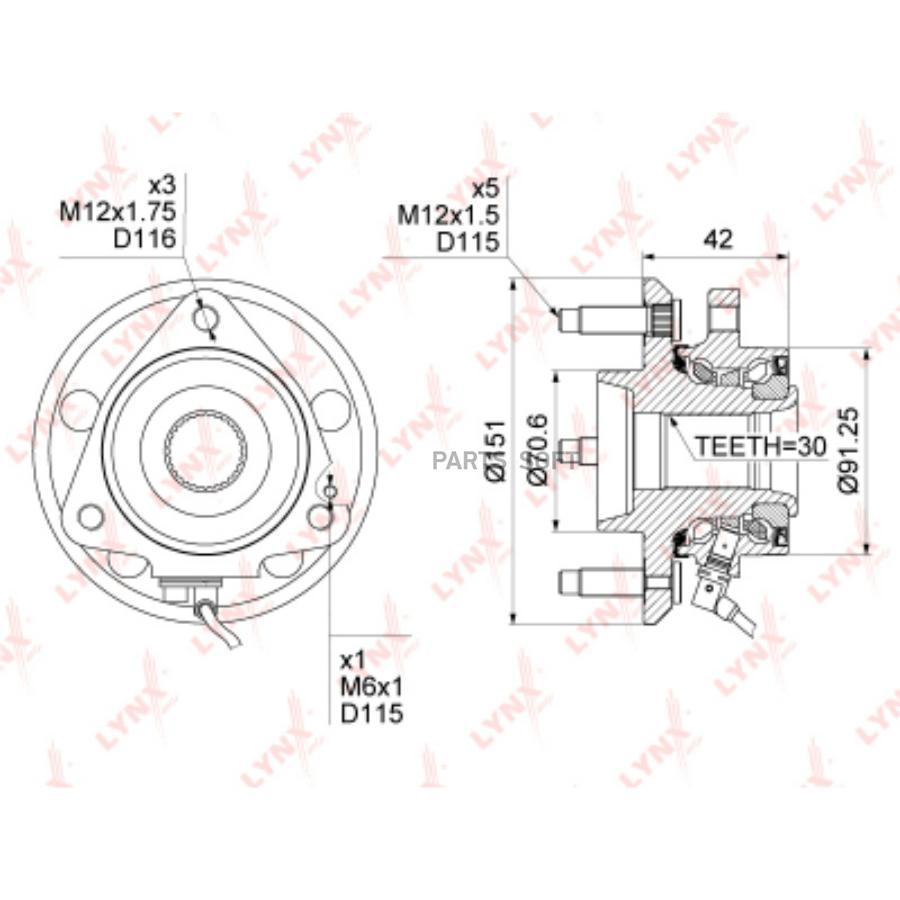 

Ступица передняя в сборе chevrolet captiva 2.0d-3.2 06>, opel antara 2.0d-3 lynxauto wh-10