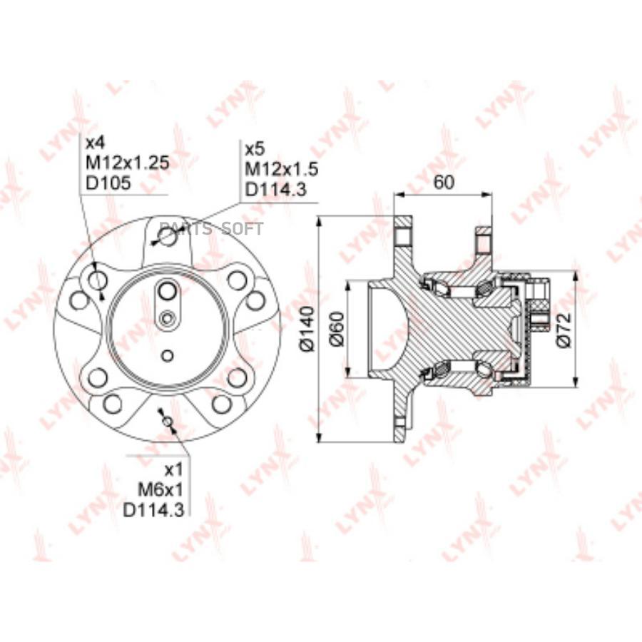 

Ступица задняя в сборе l=r fiat sedici/suzuki sx4 06-> lynxauto wh-1303