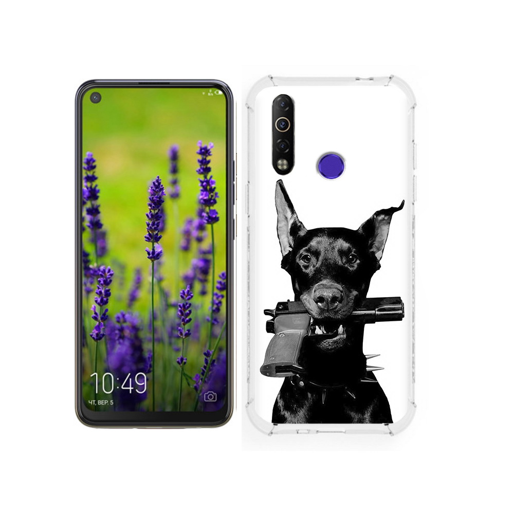

Чехол MyPads Tocco для Tecno Camon 12 доберман с пистолетом, Tocco
