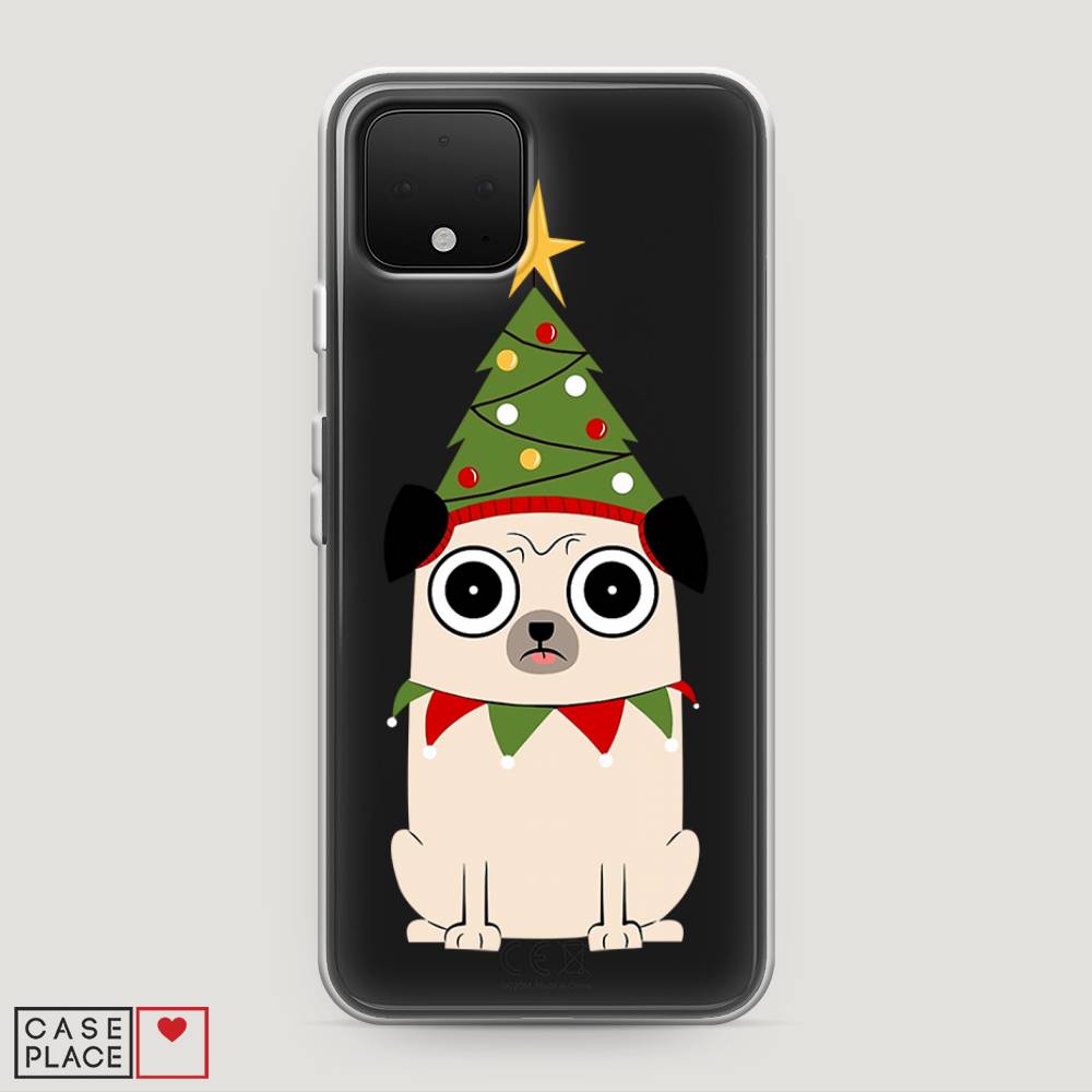 

Чехол на Google Pixel 4 Собачка с ёлочкой, Бежевый;красный;зеленый, 270250-1