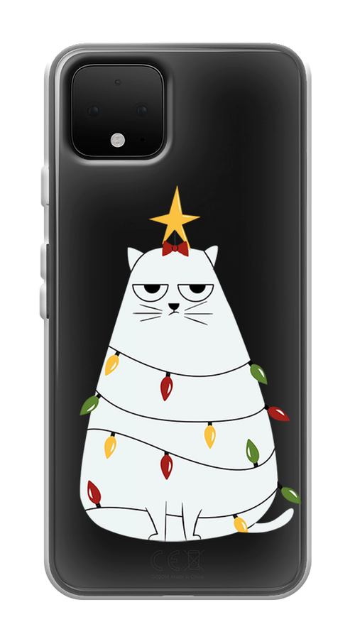 

Чехол на Google Pixel 4 "Котик в гирлянде", Белый;красный;желтый, 270250-1