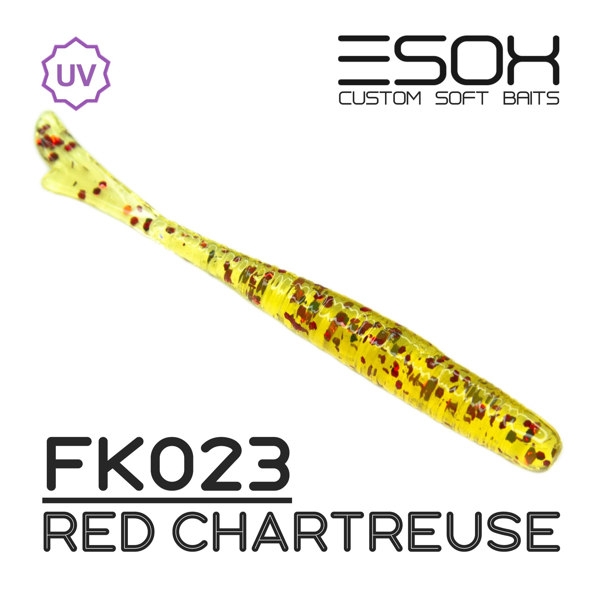 Силиконовая приманка Esox Fishtale 48 мм цвет FK023 Red Chartreuse 12 шт