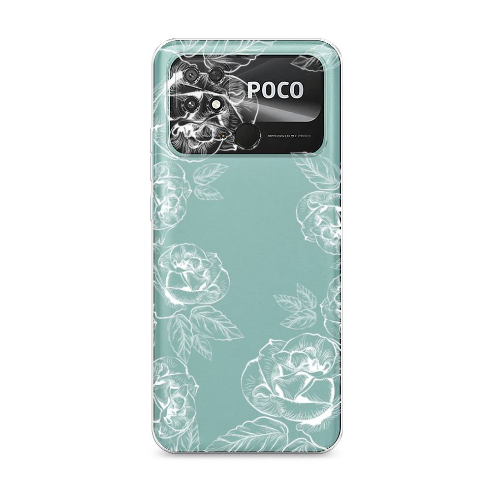 

Чехол на Poco C40 "Розы графика", Черный;серый, 315850-2