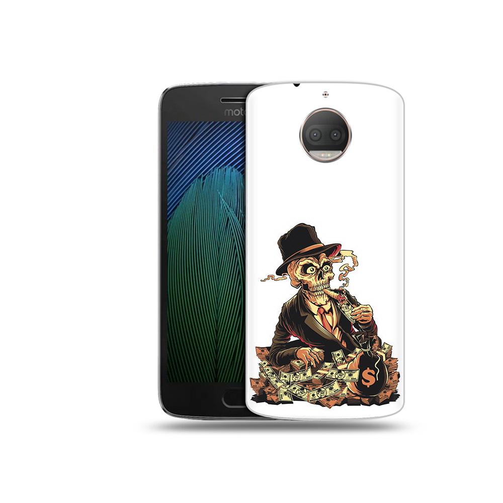 

Чехол MyPads Tocco для Motorola Moto G5S Plus нарисованный череп с сигаретой, Прозрачный, Tocco