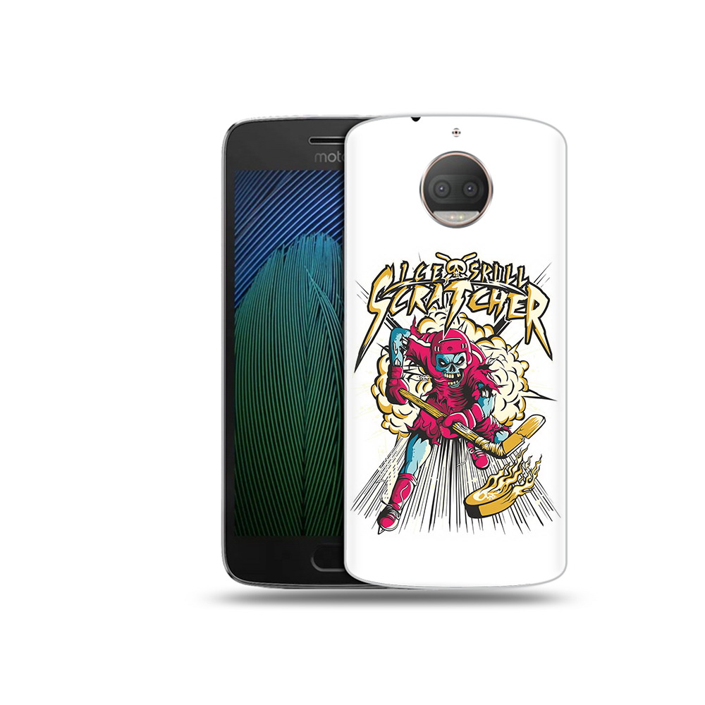 

Чехол MyPads Tocco для Motorola Moto G5S Plus нарисованный скелет хоккеист, Прозрачный, Tocco