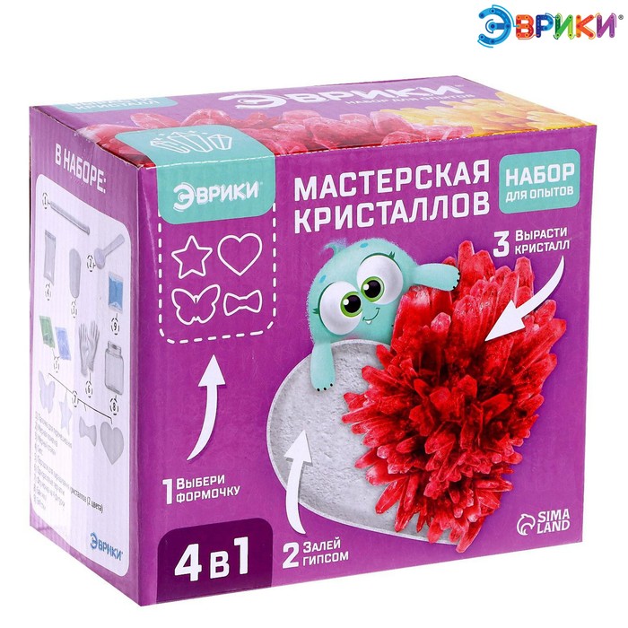 

Набор для опытов «Мастерская кристаллов», сердечко, Эврики. Опыты, химия