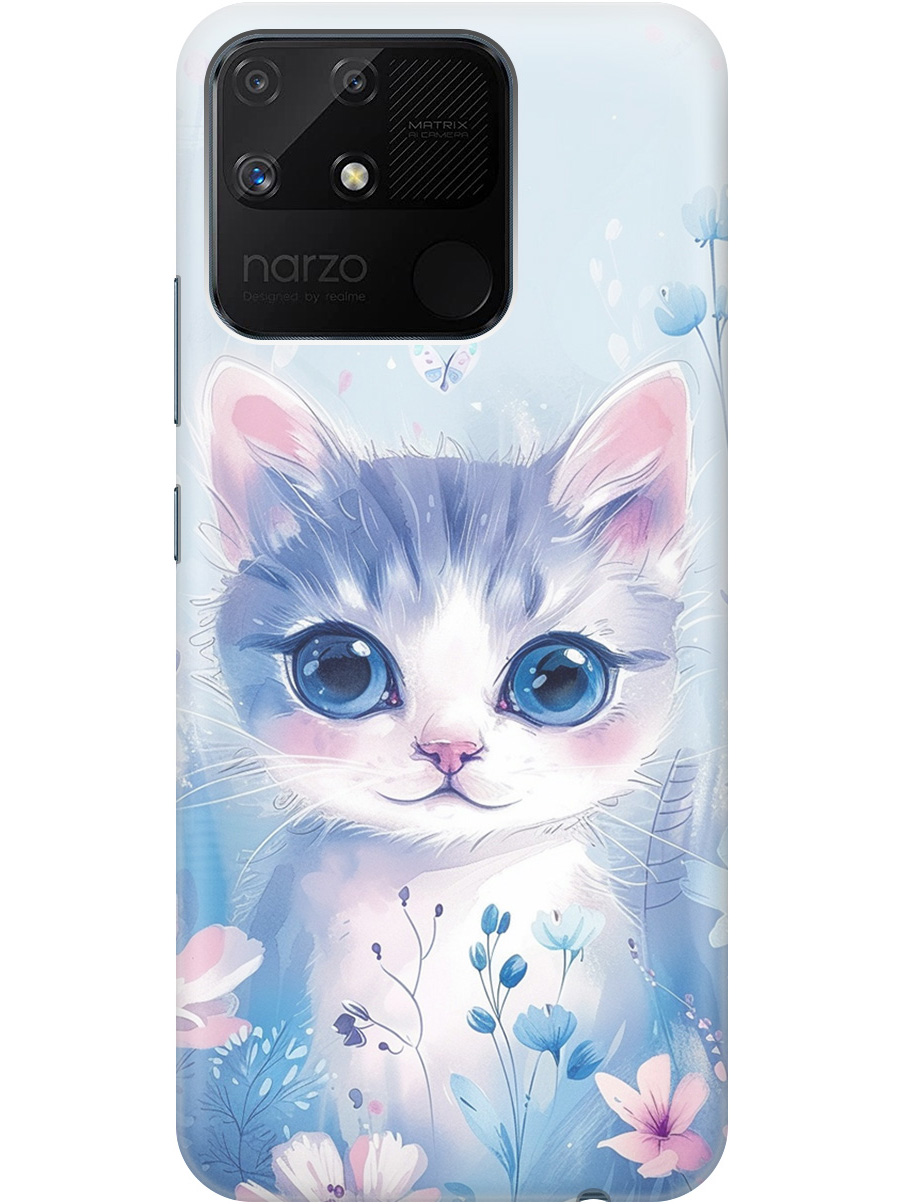 

Силиконовый чехол на Realme narzo 50A с принтом "Котик в цветах", Прозрачный;белый;голубой;розовый, 740189912