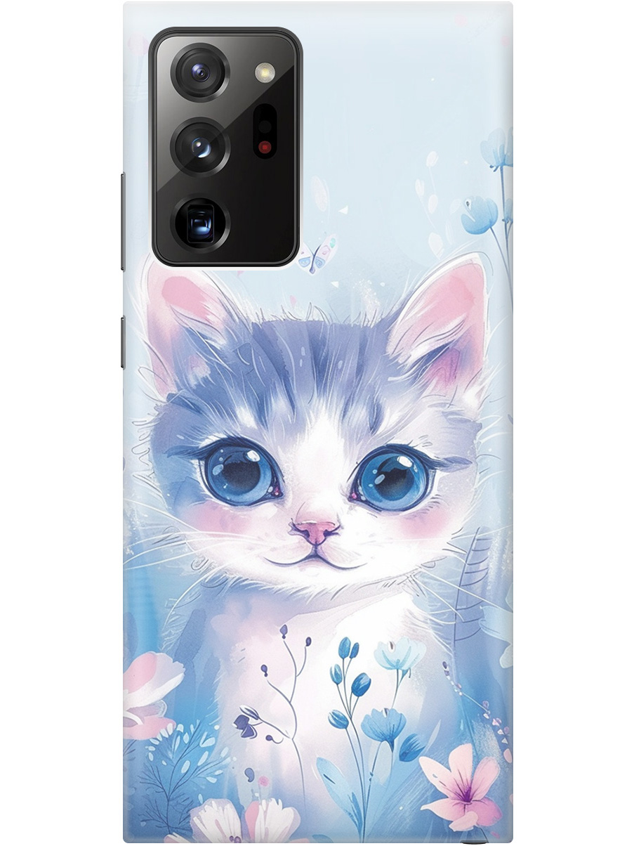 

Силиконовый чехол на Samsung Galaxy Note 20 Ultra с принтом "Котик в цветах", Прозрачный;белый;голубой;розовый, 723276412