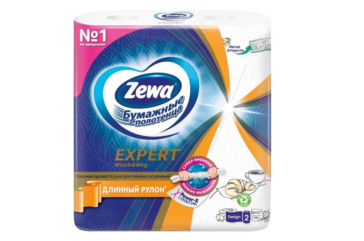 Полотенца бумажные Zewa Expert Decor 3 слоя, 2 рулона 100055235200 белый