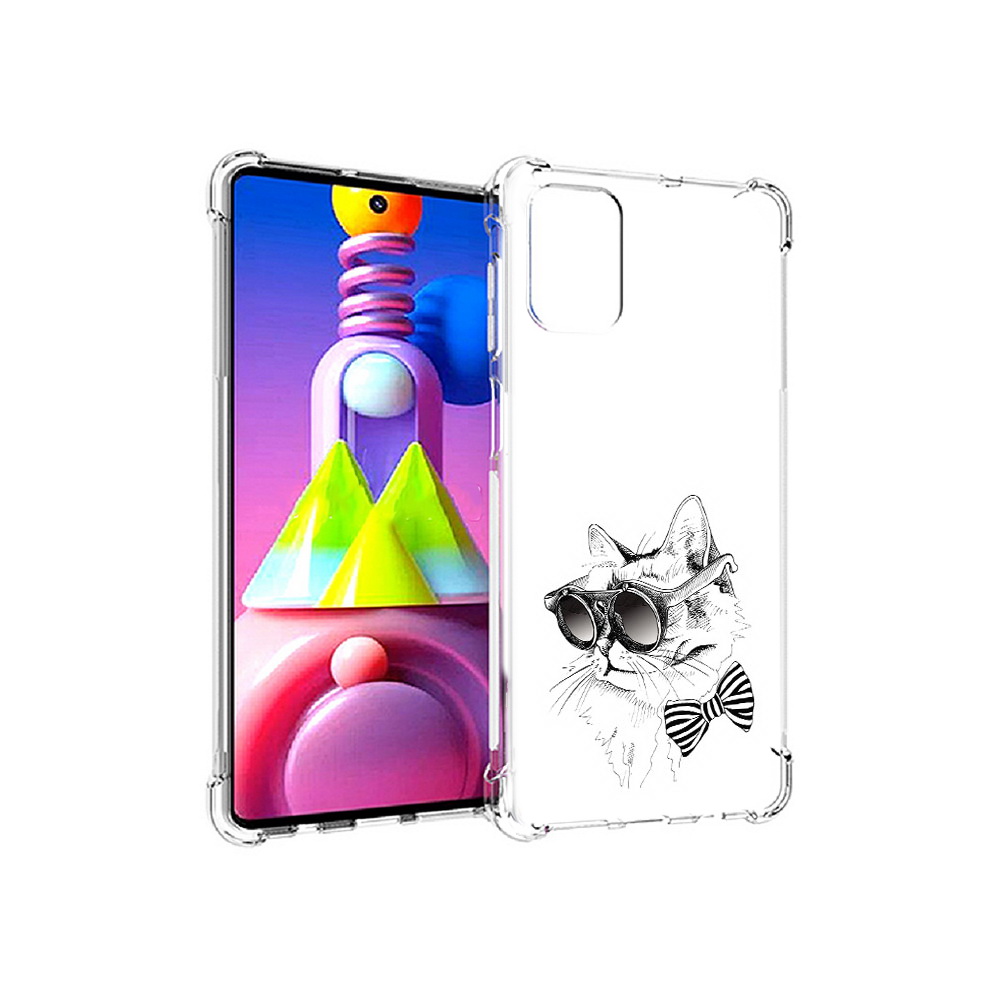 

Чехол MyPads Tocco для Samsung Galaxy M51 крутая кошка в очках (PT156838.490.421), Прозрачный, Tocco