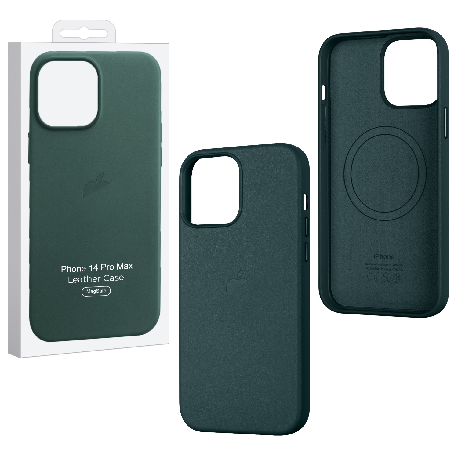 

Чехол iPhone 14 Pro Max Leather Case Forest Green (MagSafe) c LOGO (IS799373), Зеленый, Чехол iPhone 14 Pro Max Leather Case Forest Green (MagSafe) c LOGO (IS799373)