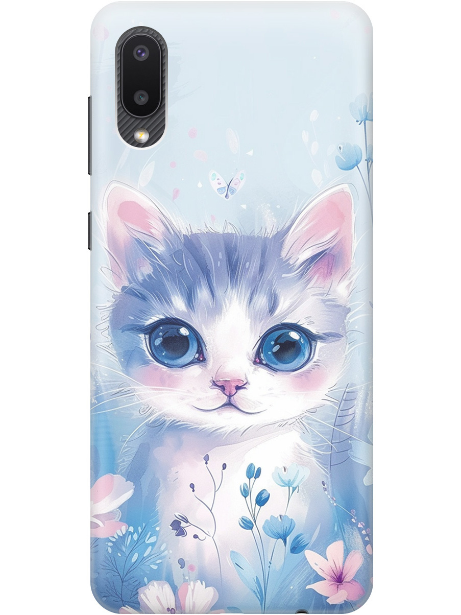 

Силиконовый чехол на Samsung Galaxy A02 с принтом "Котик в цветах", Прозрачный;белый;голубой;розовый, 724352112