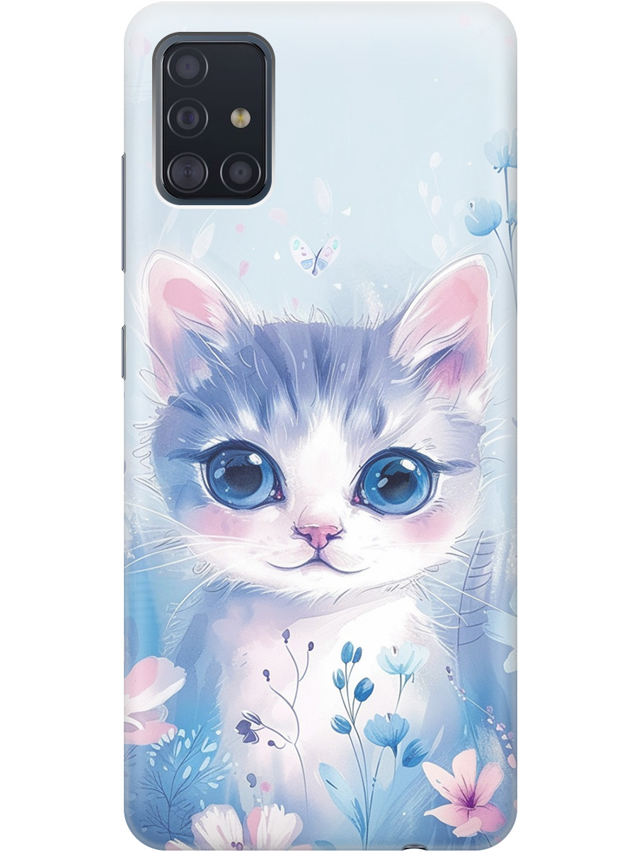 

Силиконовый чехол на Samsung Galaxy A51 с принтом "Котик в цветах", Прозрачный;белый;голубой;розовый, 722409112