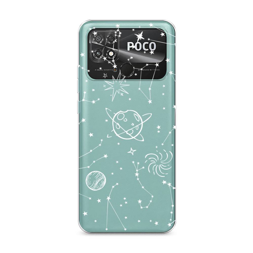 

Чехол на Poco C40 "Планеты в космосе", Белый, 315850-2