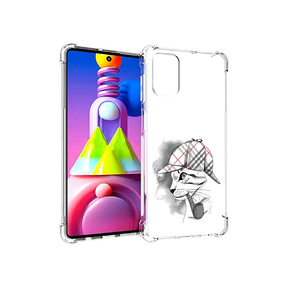 

Чехол MyPads Tocco для Samsung Galaxy M51 кошка с трубкой (PT156838.490.405), Прозрачный, Tocco