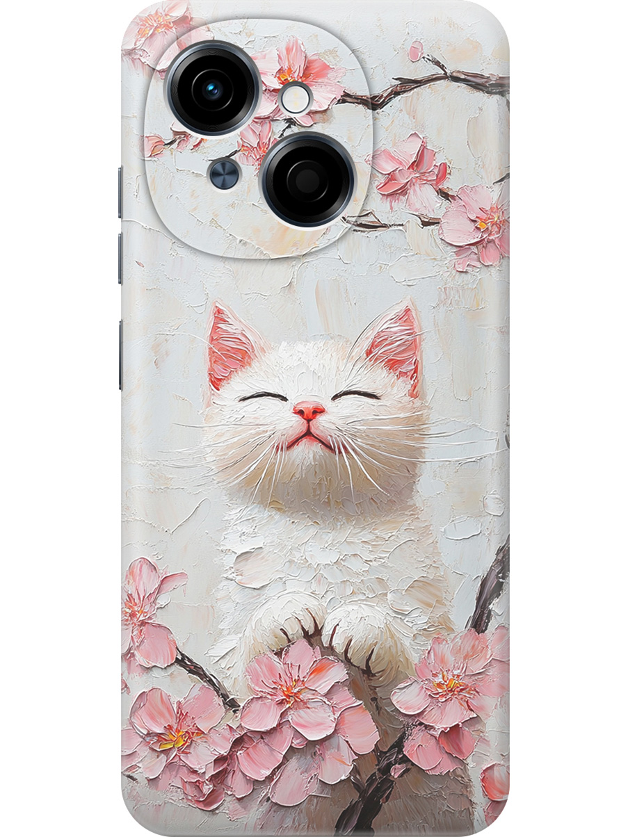 

Силиконовый чехол на Tecno Spark Go 1 / Pop 9 с принтом "Котик и сакура", Прозрачный;белый;розовый, 786716912
