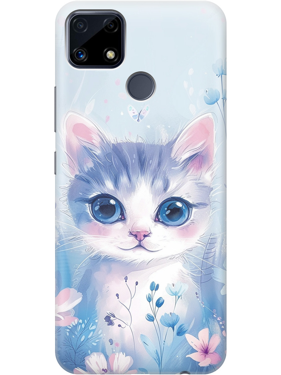 

Силиконовый чехол на Realme C25 / C25S с принтом "Котик в цветах", Прозрачный;белый;голубой;розовый, 732395312