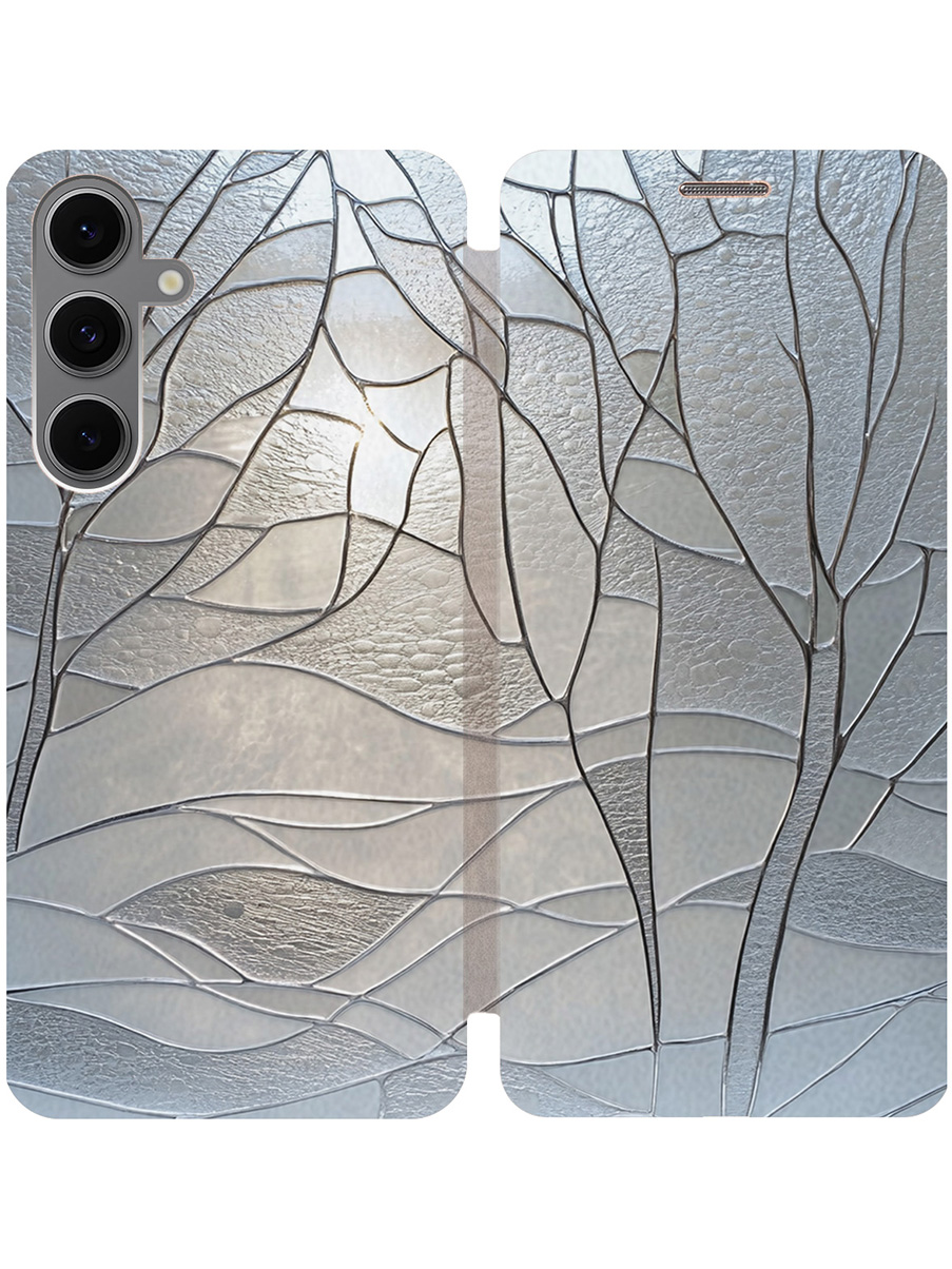 

Чехол-книжка на Samsung Galaxy S24 FE с принтом "Зимние деревья" золотой, Золотистый;серый, 786718141