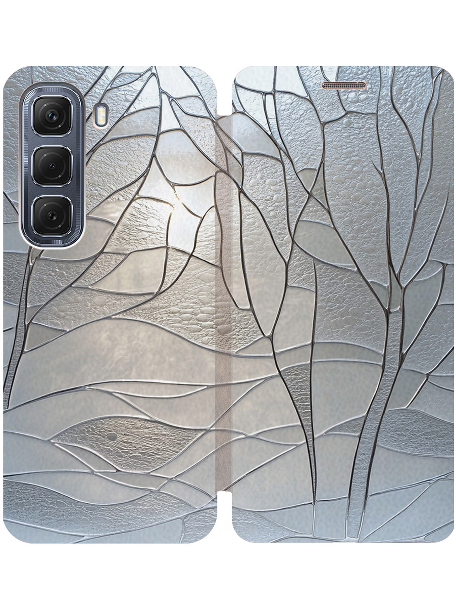 

Чехол-книжка на Infinix Hot 50 4G с принтом "Зимние деревья" золотой, Золотистый;серый, 786718741