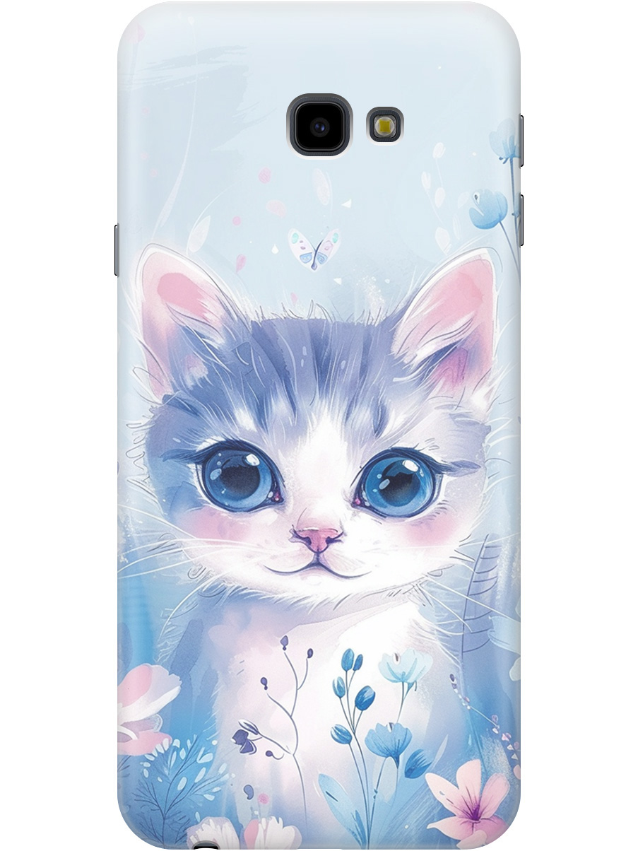 

Силиконовый чехол на Samsung Galaxy J4+ с принтом "Котик в цветах", Прозрачный;белый;голубой;розовый, 719355712