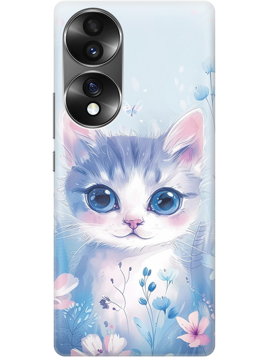 

Силиконовый чехол на Honor 70 с принтом "Котик в цветах", Прозрачный;белый;голубой;розовый, 740189212