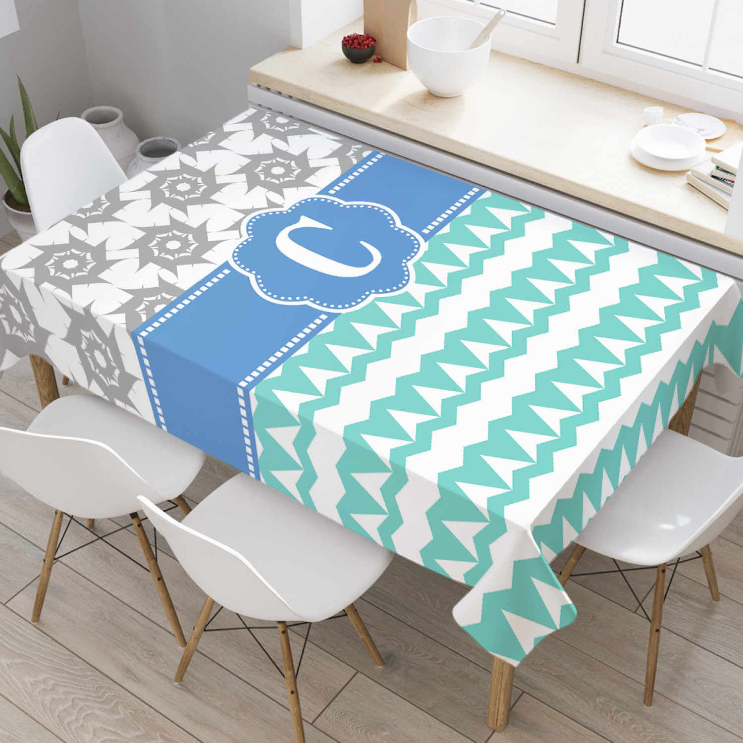 

Скатерть прямоугольная JoyArty "Шеврон с монограммой С" из оксфорда, 120x145 см, Шеврон с монограммой С