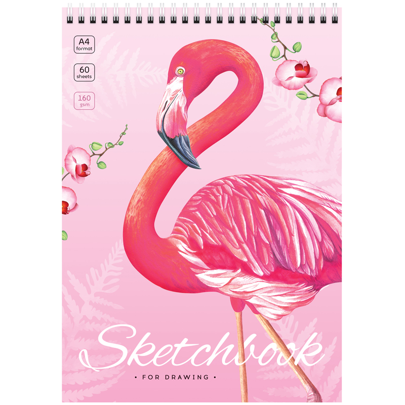 Блокнот для зарисовок А4 60л ArtSpace Flamingos (160 г/квм спираль) (С60грг_47671) 10шт