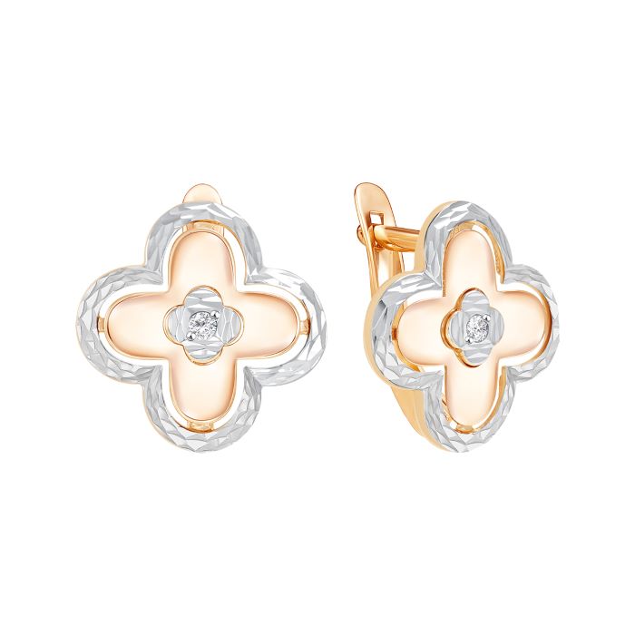 

Серьги из красного золота Золотые узоры 58-0030, фианит, 58-0030