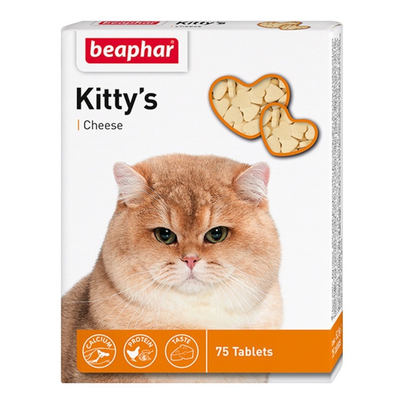 Витаминизированное лакомство для кошек Beaphar Kitty's Cheese, с сыром, 75 табл