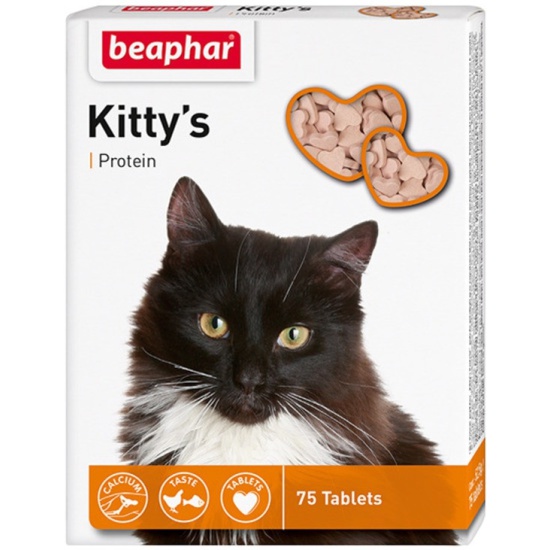 Витаминизированное лакомство для кошек Beaphar Kitty's Protein, с протеином, 75 табл