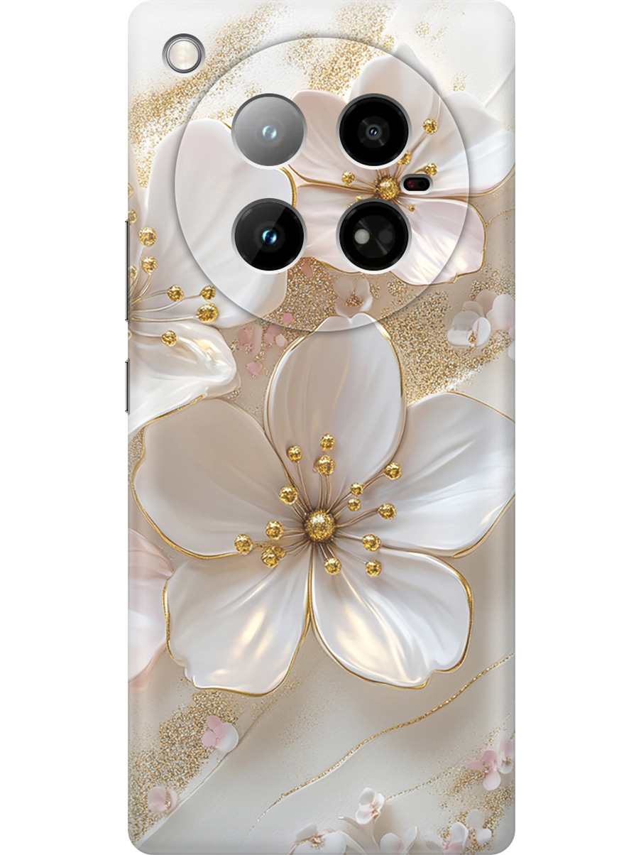 

Силиконовый чехол на Infinix Zero 40 4G с принтом "Белые фиалки", Прозрачный;белый;золотистый, 786722323