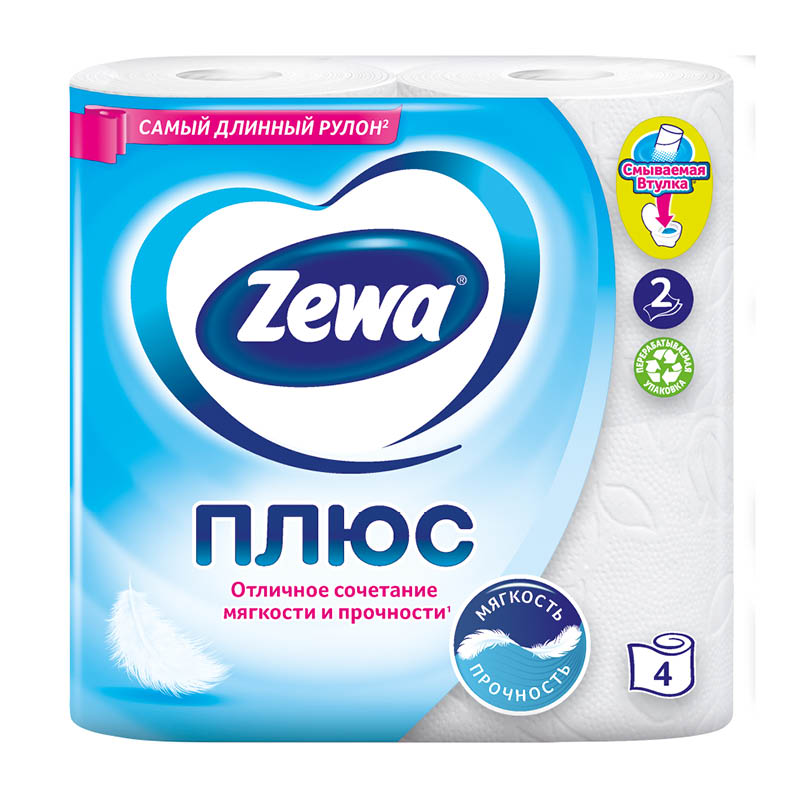 

Туалетная бумага Zewa Плюс 4 шт.