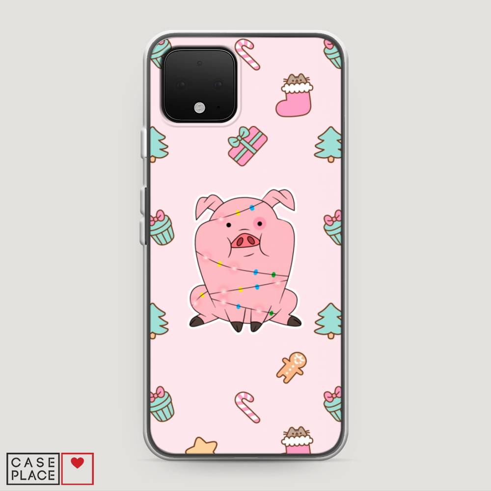 

Чехол на Google Pixel 4 "Розовая свинка", Розовый;зеленый, 270250-5