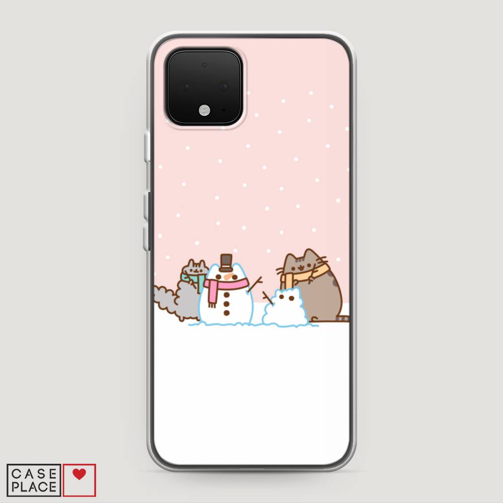 

Чехол на Google Pixel 4 "Котики в снегу", Розовый;белый;серый, 270250-5