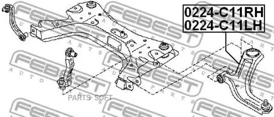 

Рычаг передний r nissan tiida febest 0224-c11rh