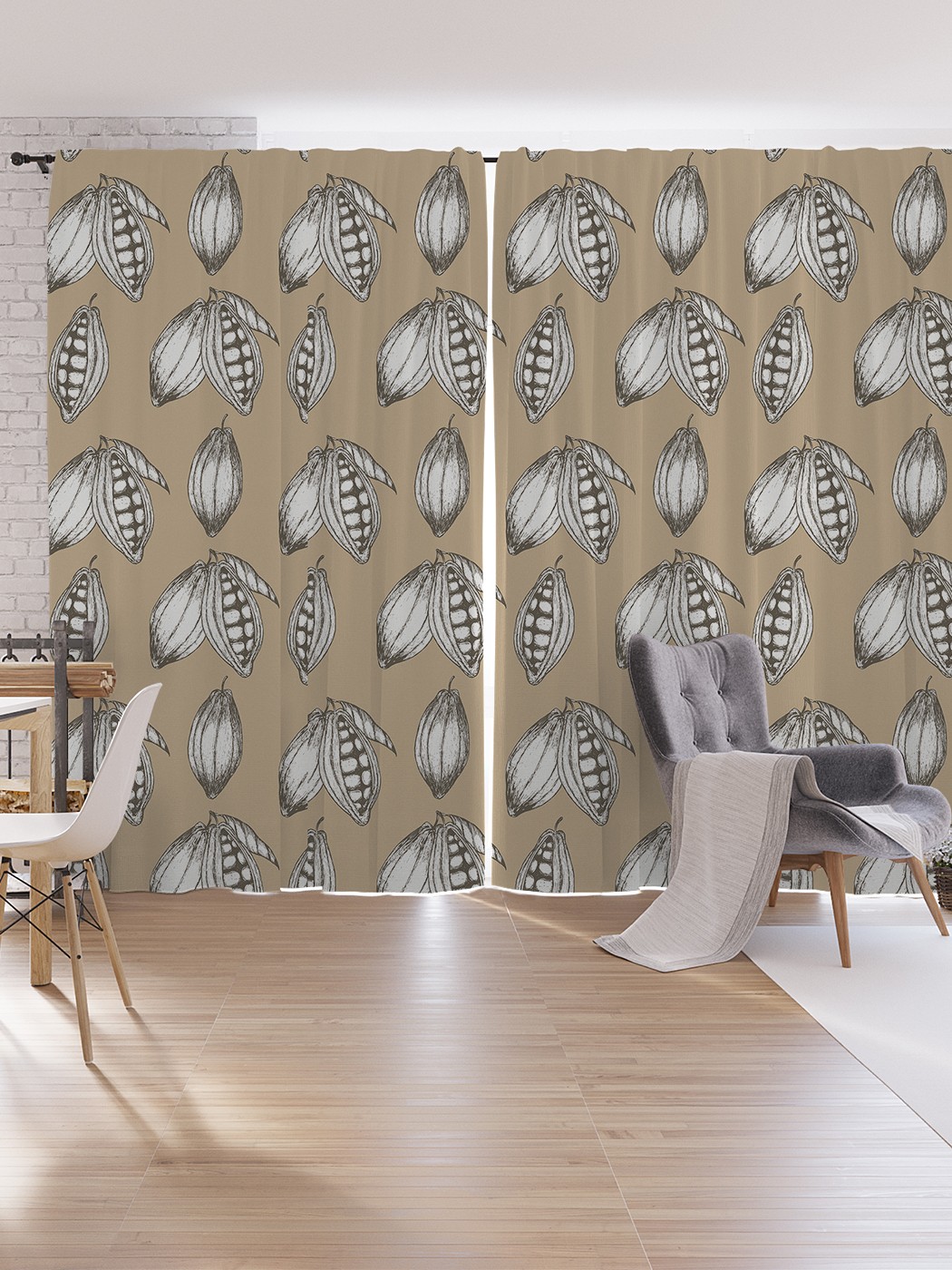 

Шторы под лён JoyArty "Графическое какао", серия Oxford DeLux, 340х265 см, Графическое какао