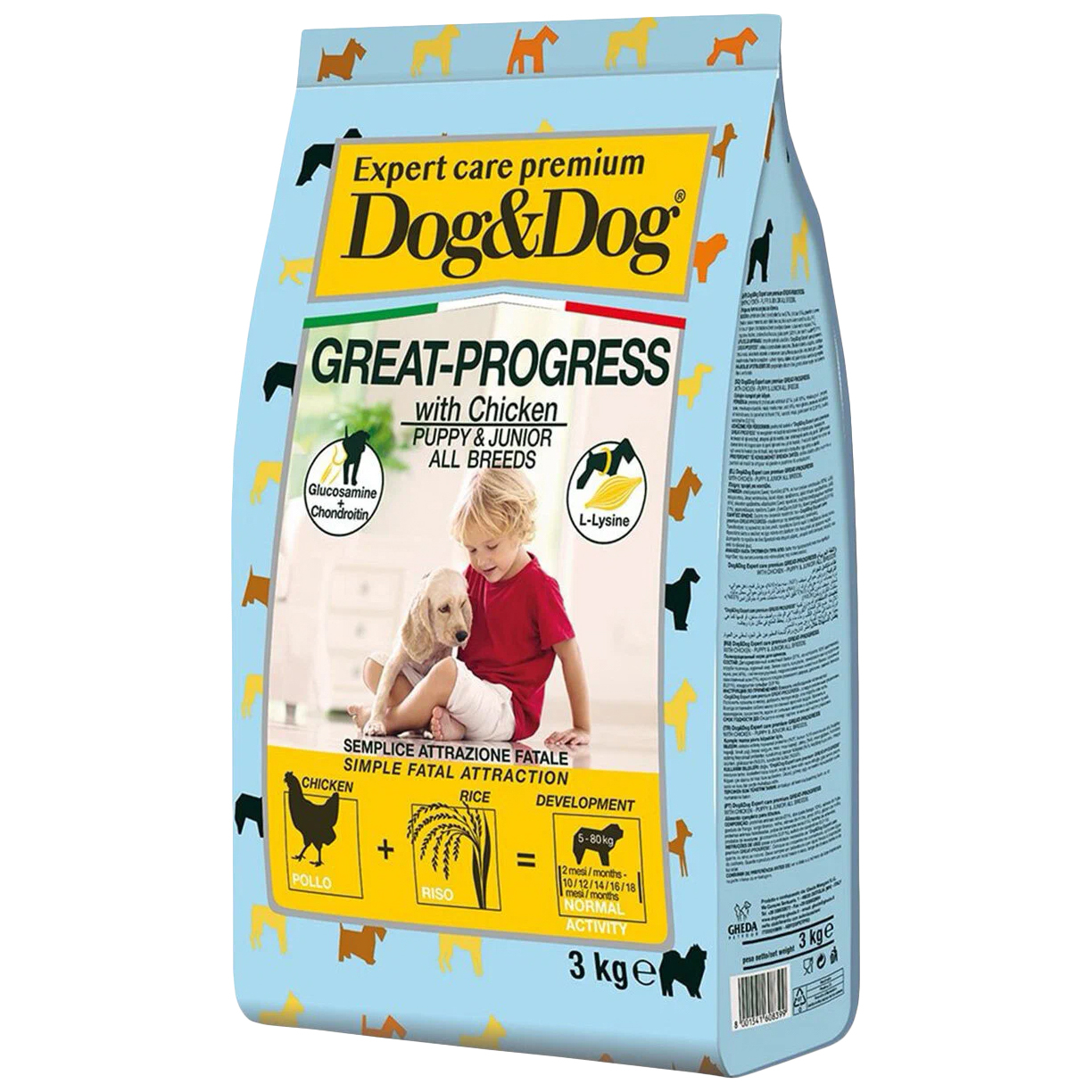 Сухой корм Dog & Dog Great-Progress для щенков, с курицей, 3 кг