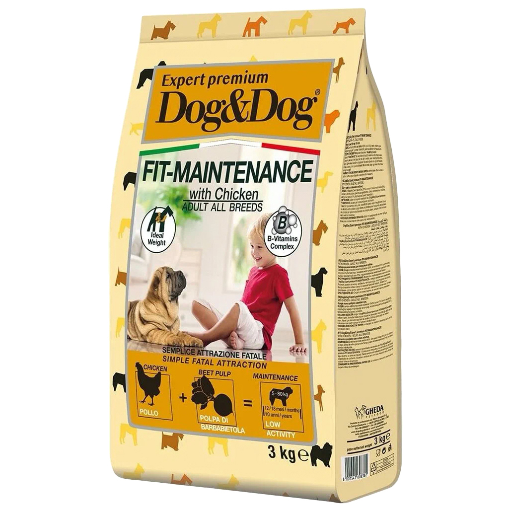 Сухой корм Dog & Dog Fit-Maintenance для контроля веса у взрослых собак, с курицей, 3 кг