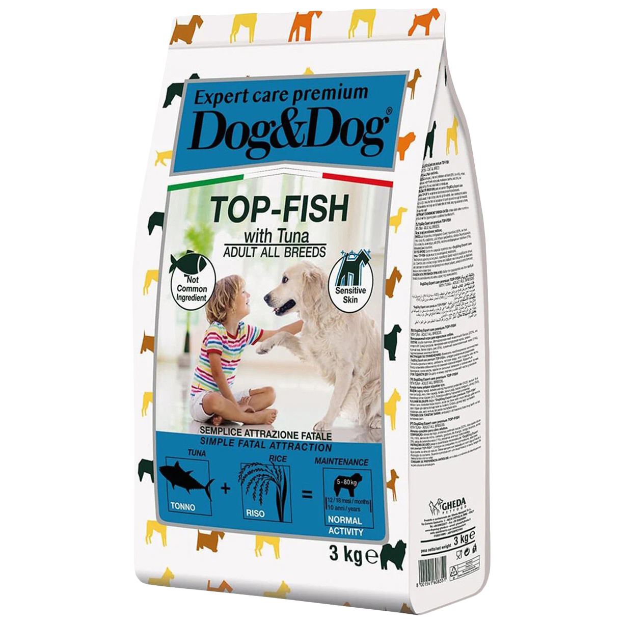 Сухой корм Dog & Dog Top-Fish для взрослых собак, с тунцом, 3 кг