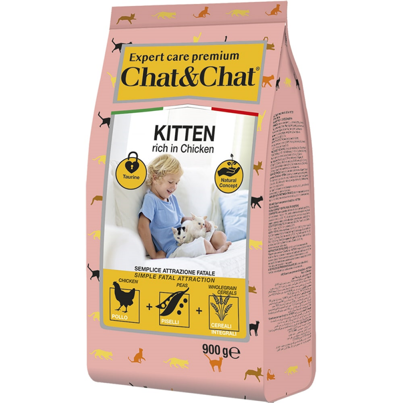 Сухой корм Chat & Chat для котят, с курицей, 900 г