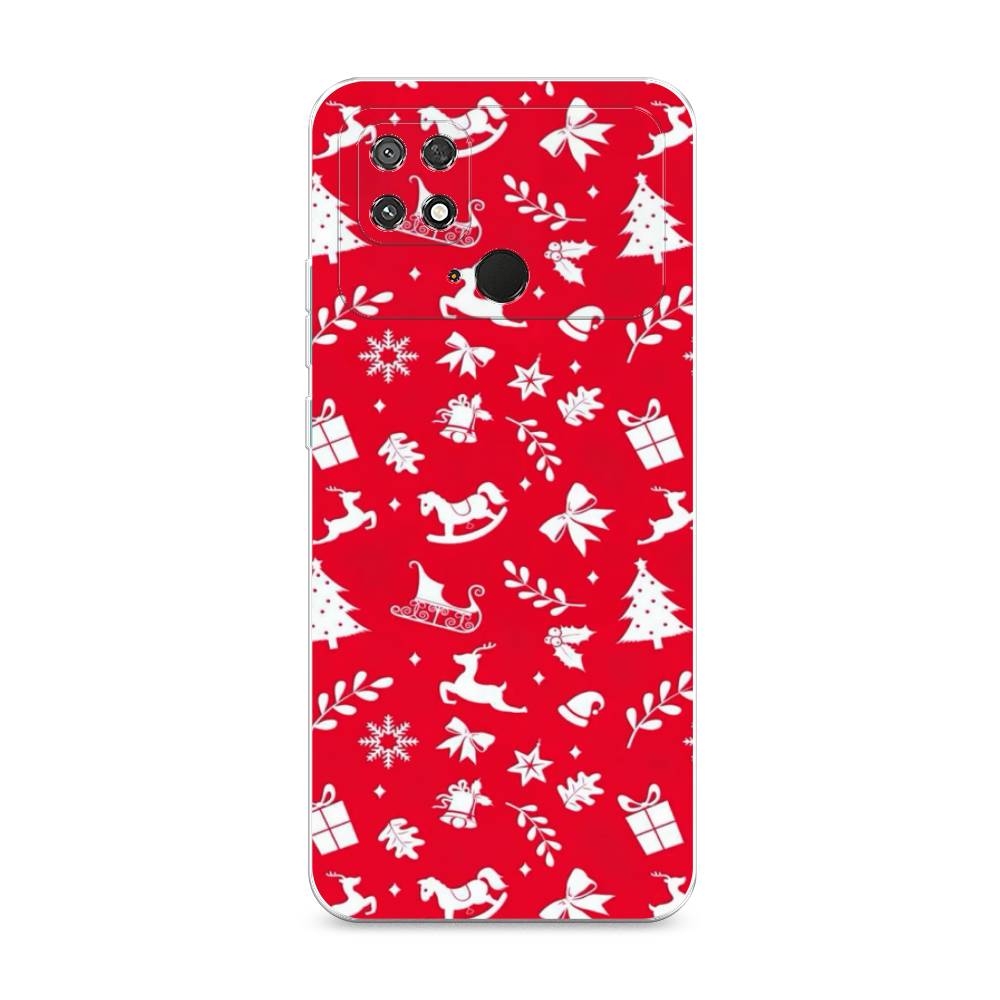 

Чехол для Xiaomi Poco C40 "Красный новогодний фон", Красный;белый, 315850-5