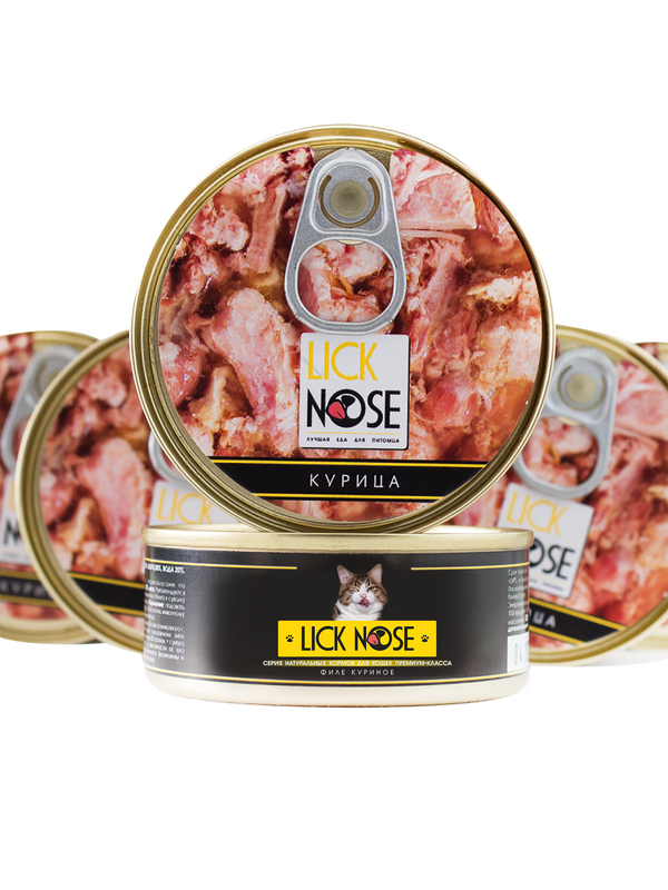

Консервы для кошек Lick Nose, филе куриное, 6 шт по 100 г