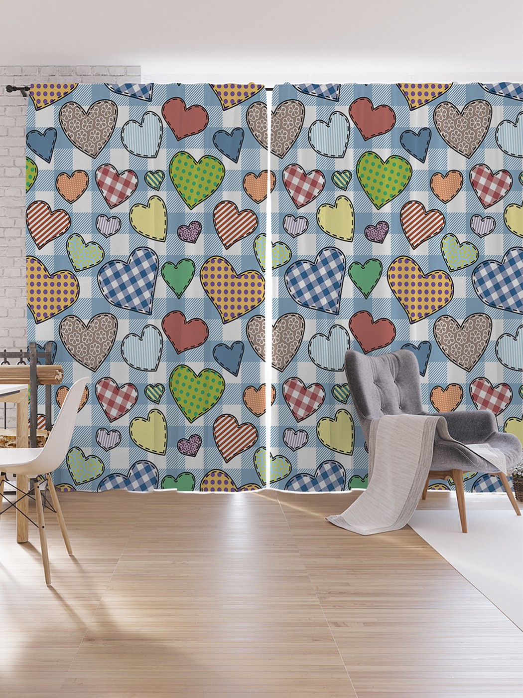 

Шторы под лён JoyArty "Сердца на любой вкус", серия Oxford DeLux, 340х265 см, Сердца на любой вкус