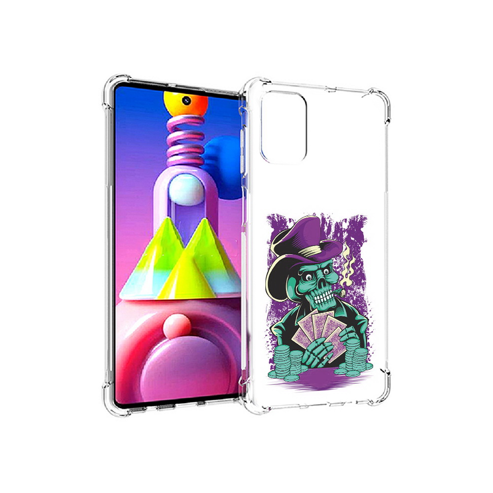 

Чехол MyPads Tocco для Samsung Galaxy M51 зеленый череп с картами (PT156838.490.361), Прозрачный, Tocco