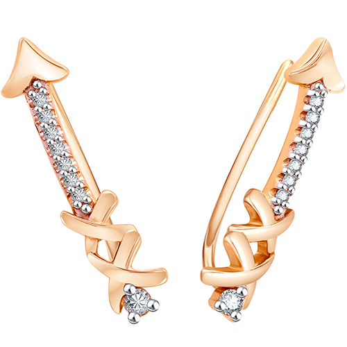 

Серьги из красного золота Золотые узоры 52-0094, фианит, 52-0094