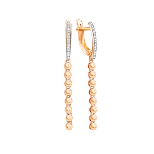 

Серьги из красного золота Золотые узоры 02-8516, фианит, 02-8516