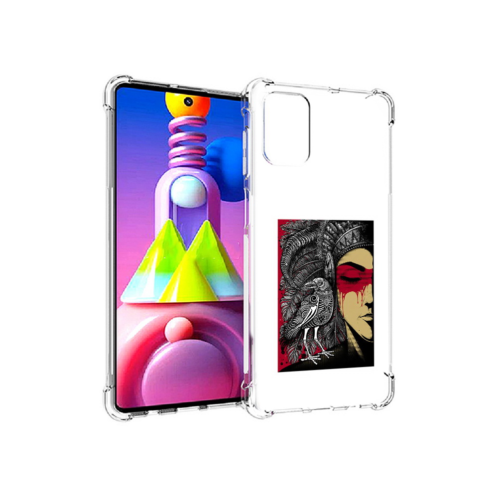 

Чехол MyPads Tocco для Samsung Galaxy M51 девушка с вороном в абстракции, Прозрачный, Tocco