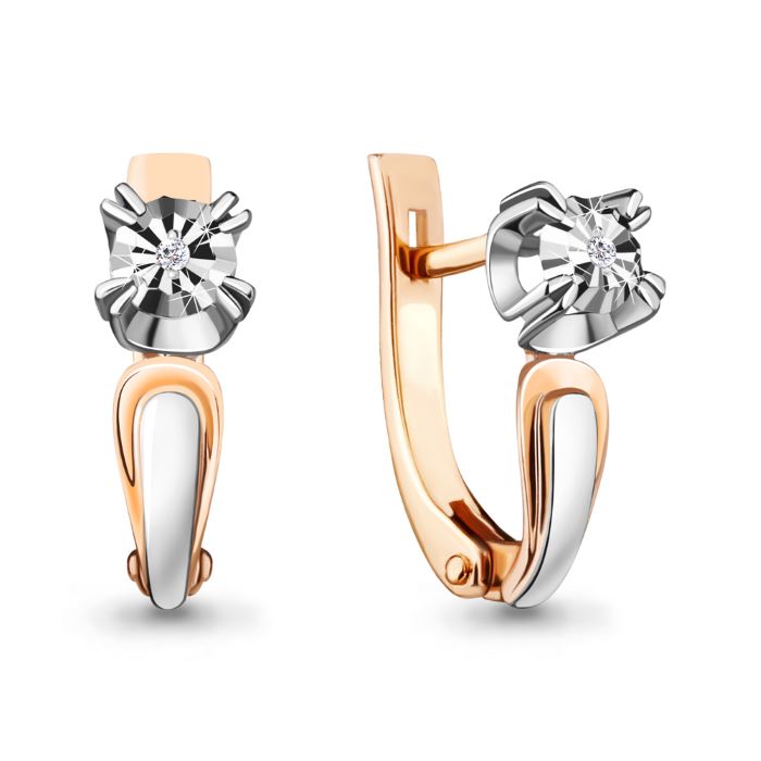 

Серьги из красного золота Aquamarine 942717к, бриллиант, 942717к
