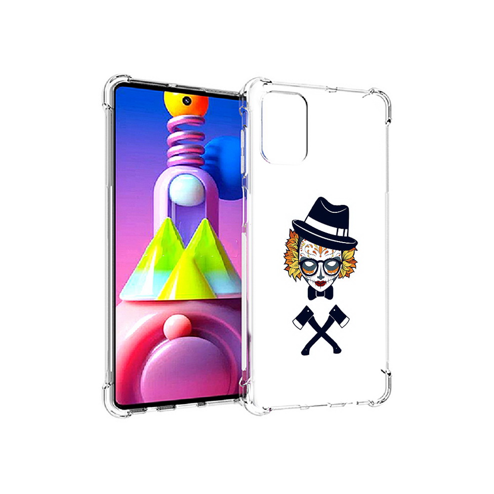 Чехол MyPads Tocco для Samsung Galaxy M51 девушка в маске с топорами рисунок